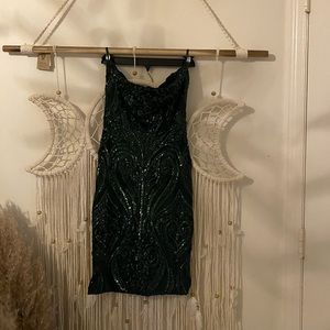 Forest green sequin bodycon mini dress